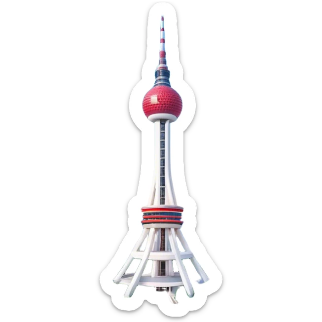 Cinematic Realistic N Seoul Tower Landmark Emoji, showcasing a futuristic tower with panoramic views rendered with sleek textures and vibrant, modern lighting. sticker