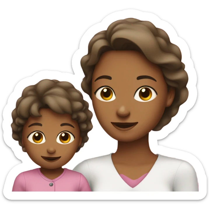 Mom with one girl kid and one baby girl sticker