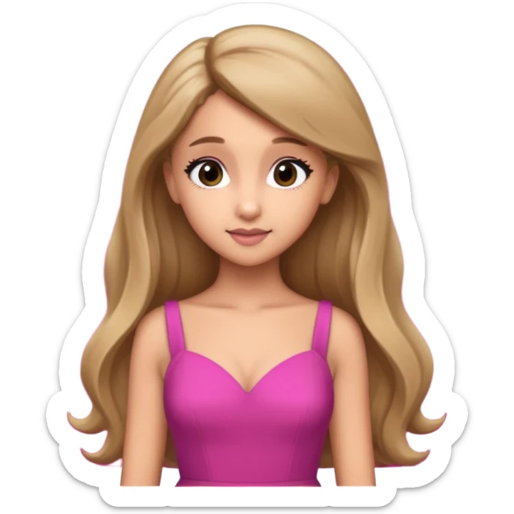 Ariana Grande with long dark blonde hair, dark pink dress sticker