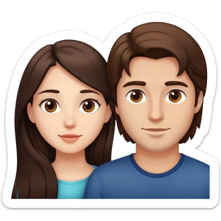 beautiful girl with long dark brown hair and her boyfriend a man with brown hair sticker