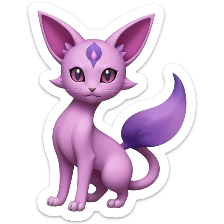 Purrloin-Espeon-Skitty-Pokémon-Fakémon-hybrid-creature (full body) sticker
