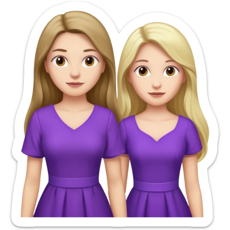 A couple in same outfit female with long hair and purple dress sticker