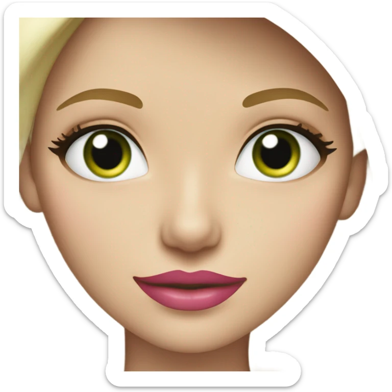long blonde hair green eyes pretty girl big pink lips  haircut  sticker