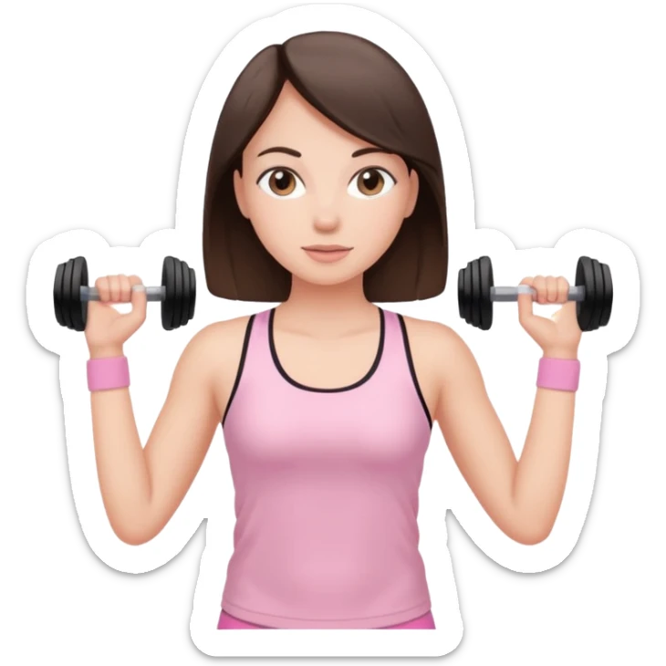 brunette straight hair in baby pink gym wear sticker
