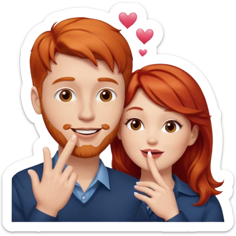 couple consisting of white man and redhead woman blowing eachother a kiss  sticker