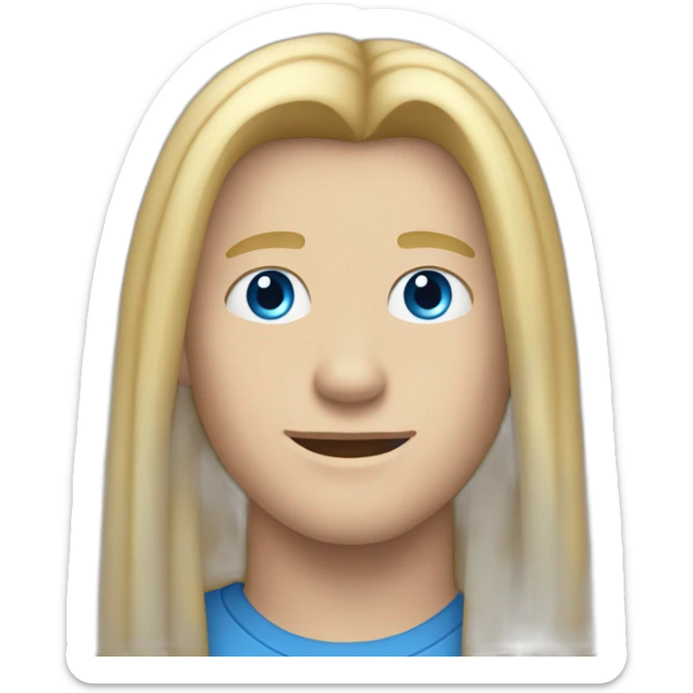 blue-eyed teen-ager man with long straight blond hair sticker