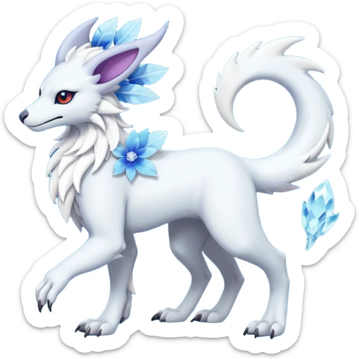 Floral Absol-Amaura-Sergal-fusion-hybrid-Fakemon-animal-creature  sticker