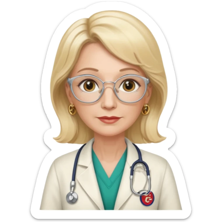 she is about 65 years old with blond hair, likes gucci, is a phd in cardiology sticker