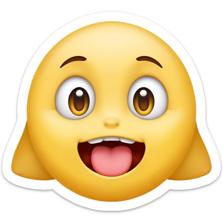 Cute little emoji with cross-eyed derpy face and tongue sticking out sticker