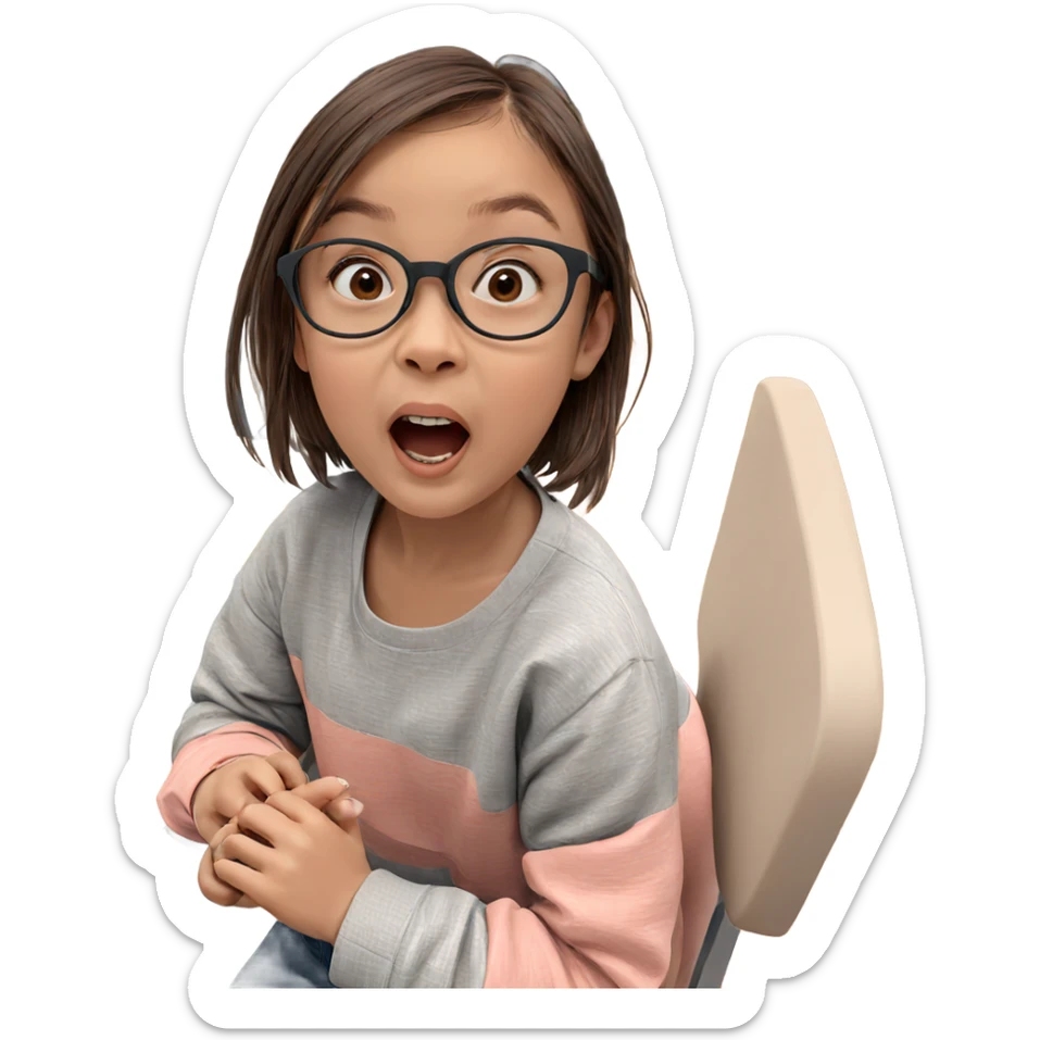 girl with brown hair sketch sticker