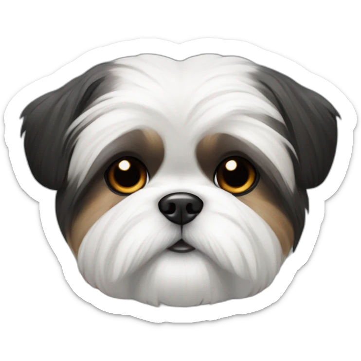 Shi-tzu dog black and white fur wearing red clothing  sticker