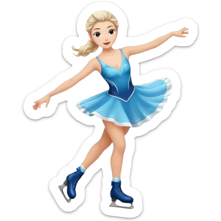 buz pıstının ustunde kayan,yarısma ıcın elbıse gıymıs ve artıstık hareketler yapan kadın emojısı  sticker