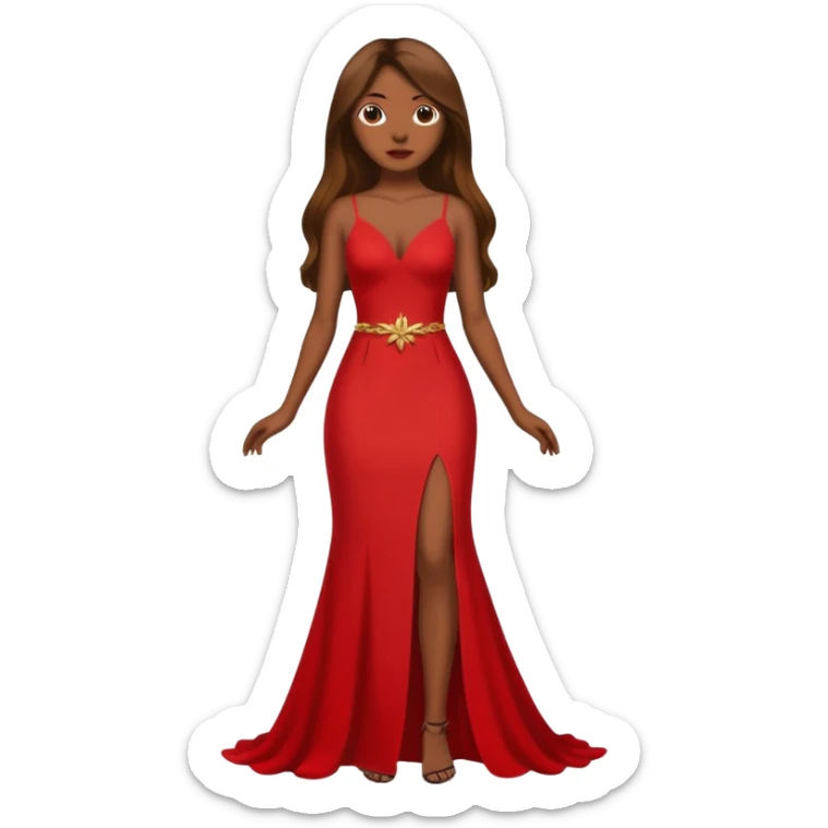 woman brown skin long hair red holiday gown full body sticker