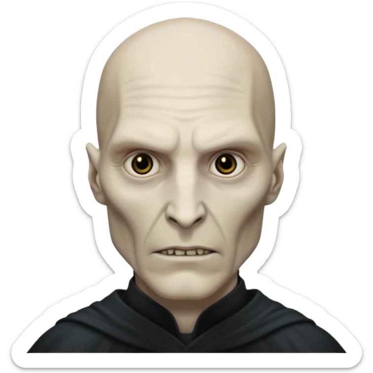 lord voldemort volto magro e di carnagione pallida senza il naso, sguardo cupo sticker