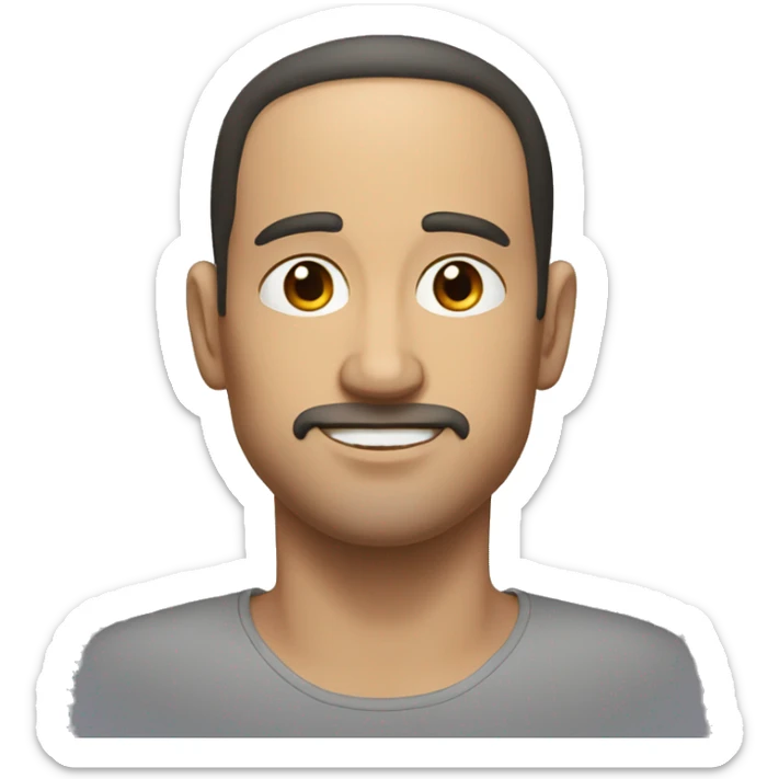 round faced white man with few facial hair and black hair sticker