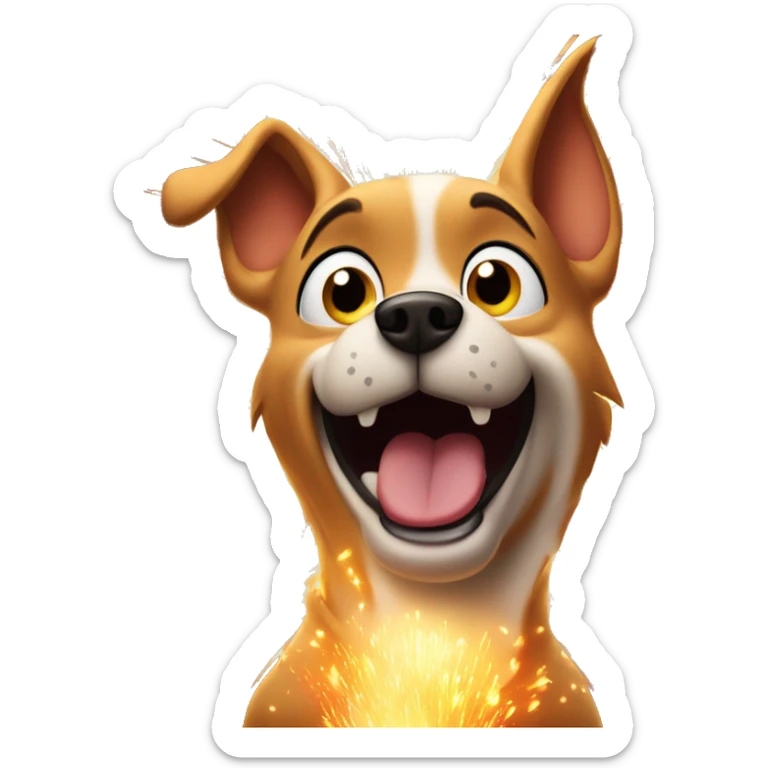 Dog in a looney tunes style inside of a firework in a cartoonish fashion sticker