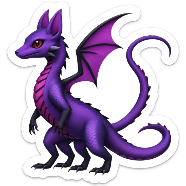 Anthropomorphic Scaley Exotic Salandit-Noibat-Umbreon-Fakémon-hybrid-creature (full body)  sticker