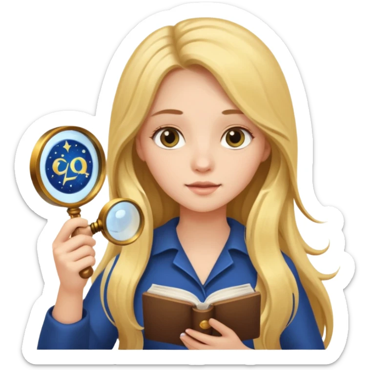 emoji of a girl with long hair reading a horoscope sticker