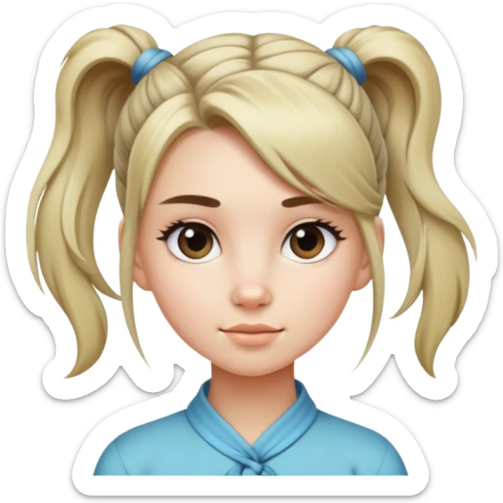 A little cool toned girl with thick medium length hair tied in a pony sticker