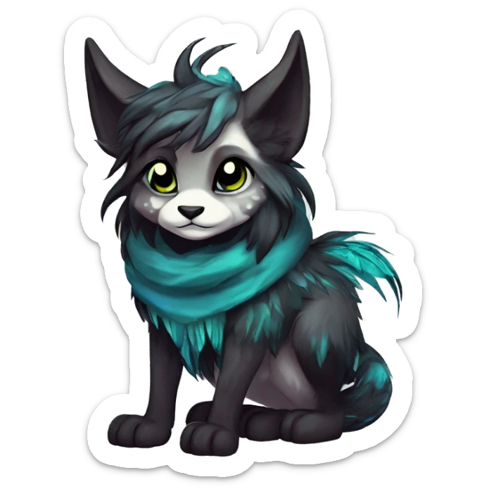 Cool cute Kawaii edgy fantasy shiny animal  fursona Fionbri vernid by griffsnuff & LiLaiRa & Falvie full body sticker