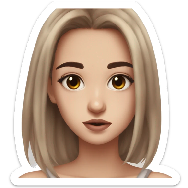 The cute girl have a brown eyes medium brow hair and medium lips aesthetic girl sticker
