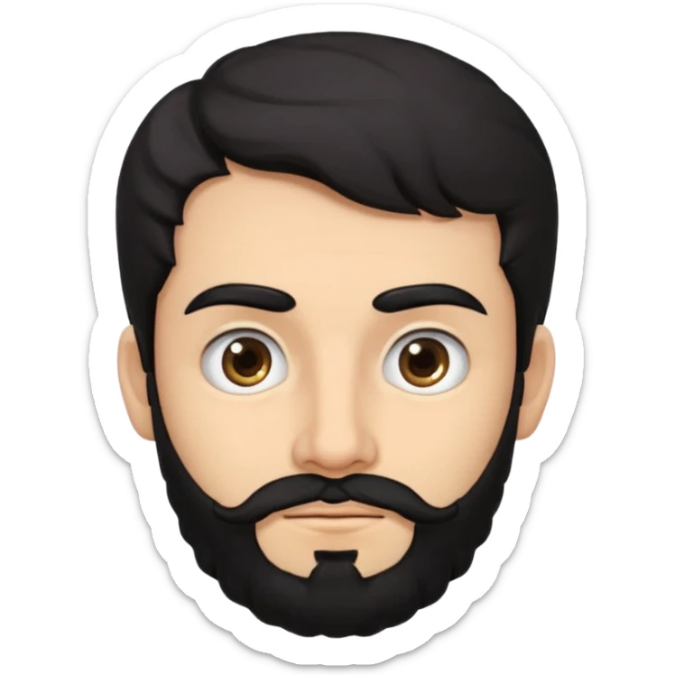 young fair skin Pakistani man with black beard wavy hair and squinted eyes and thick eyebrows sticker