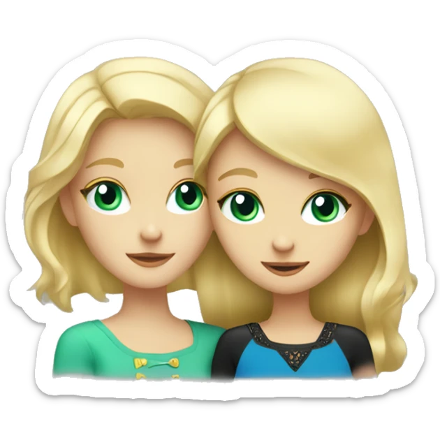 blonde with blue eyes girl hugs a black cat with green-yellow eyes sticker