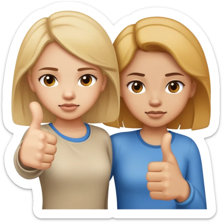 Girl with one hand giving thumbs up and the other hand giving thumbs down, showing mixed feelings sticker