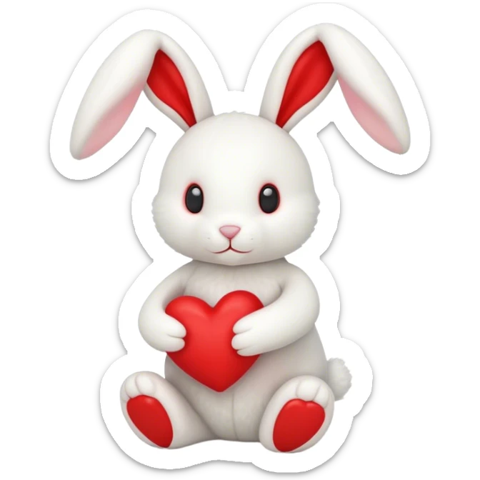 jellycat white bunny holding a red heart jellycat stuffed animal plush sticker