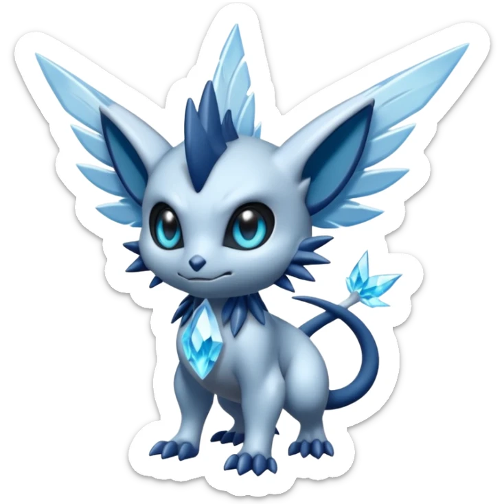 Elemental dark dusky mechanical frosty fairy-like fantasy epic rare Glalie-Sneasel-Togetic-Pokémon-Fakémon-hybrid-creature sticker