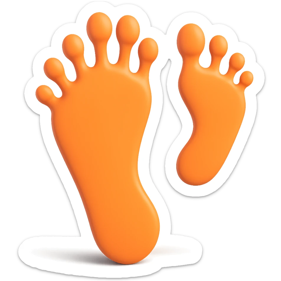 Add a realistic shadow under the Bigfoot footprint, keeping the playful look of the original 3D emoji style. The image should have no background. Maintain the 3D emoji style's characteristics in the edit. sticker