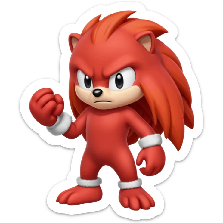 Sonic the hedgehogs friend knuckles a red animal with peach arms and white gloves sticker