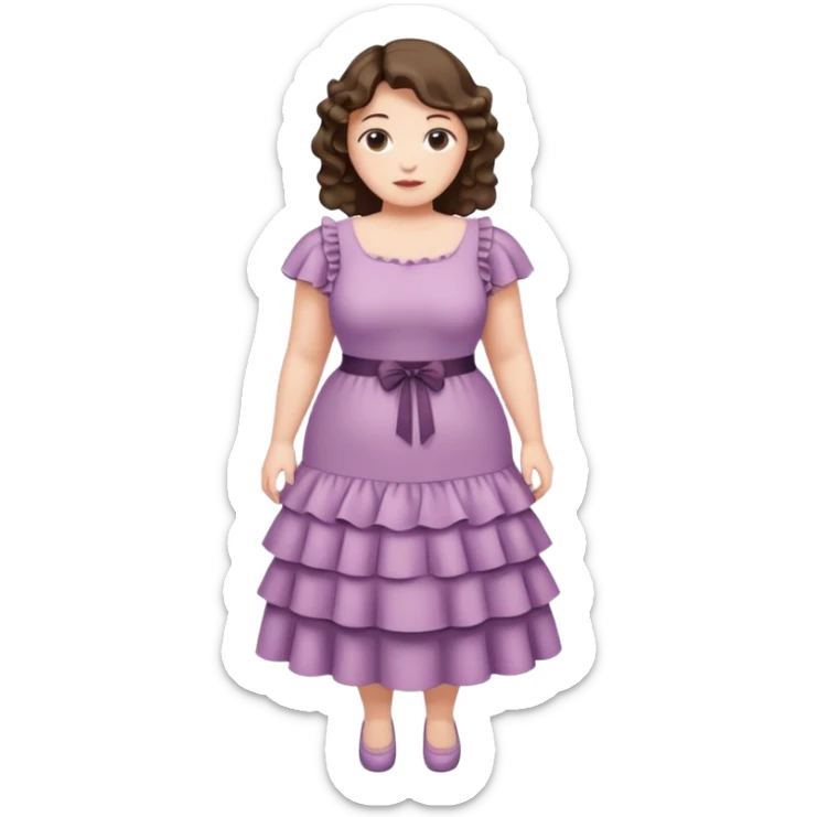Can you make and she’s wearing a dress like a ruffles and her hand is on her waist and she’s fat sticker