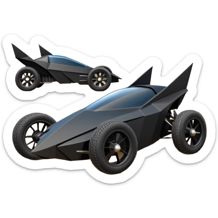  the animated series aerodynamic futuristic Batmobile loosely based on 1936 school bus (flat long straight faceted mechanical body) stealthy town hot rod sand racing buggy  sticker