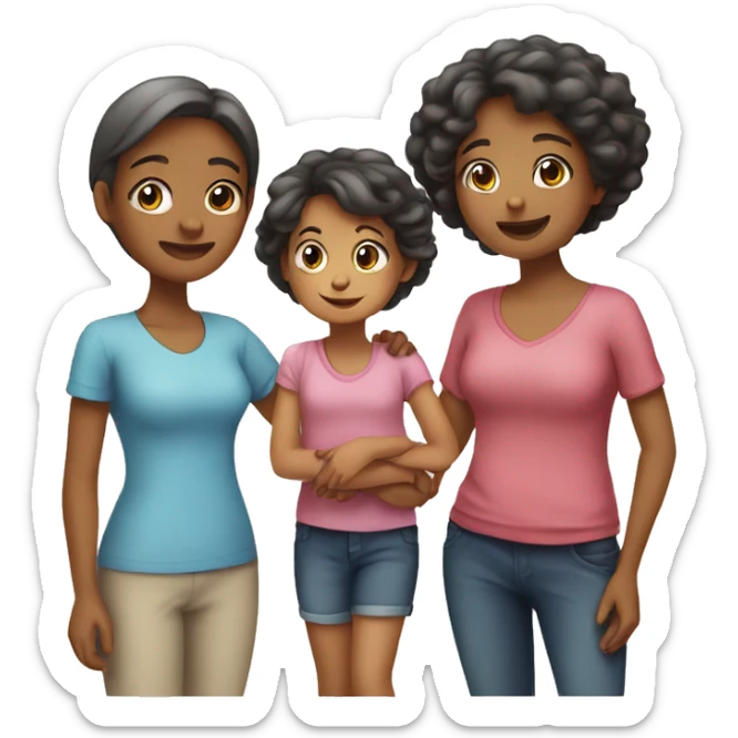 Family of mother and a girl 20 years and girl 17 years and boy 11 years and girl 5 months old sticker