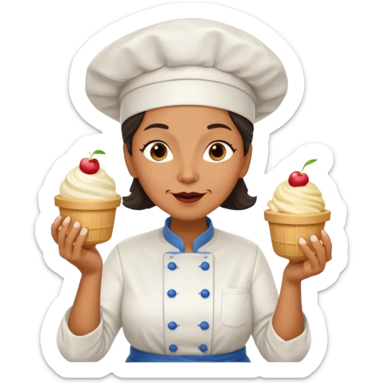 Old femaleChef trying multiple scoops of gelato sticker