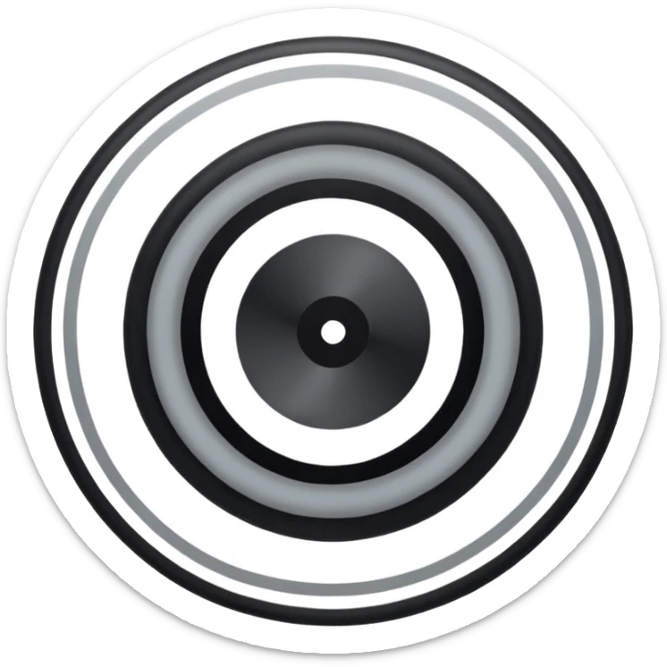 Minimalist emoji-style sticker of a strip of film curling into a hypnotic spiral. No details inside frames. Black and gray only. sticker