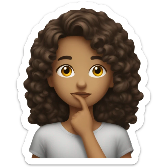 A  white brunet girl kissing a brunete curly brown boy sticker