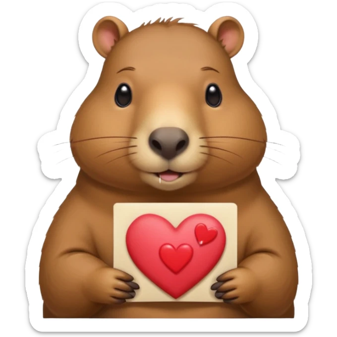 Un capybara kawail avec des coeur avec des lettre <<A>> dedans  sticker