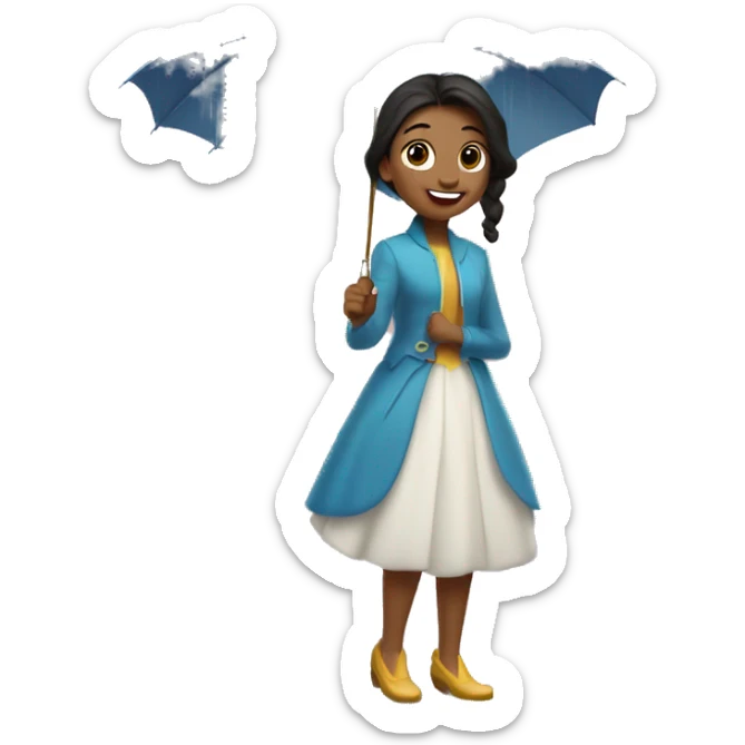 Princesa tipo Disney con un paraguas bajo la lluvia caminando por el parque  sticker