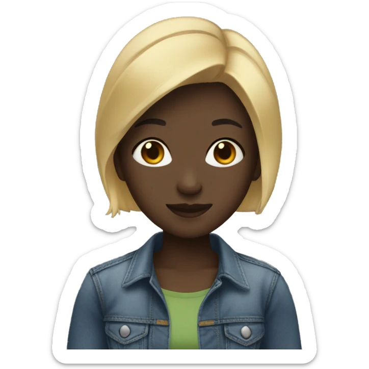 girl with dark skin and short blonde hair in jeans sticker