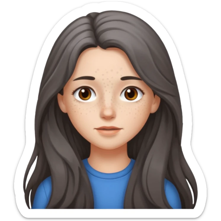 brunette girl long hair with gray hairs sticker