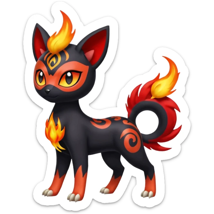 Colorful Meloetta-Litten-Darkrai-Pokémon-Fakémon-fusion-hybrid-creature sticker