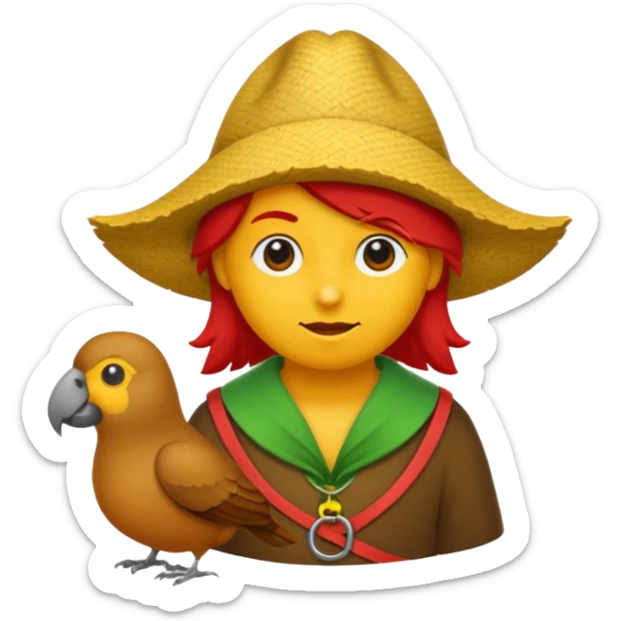 maak een pirate die en papegaai op zijn schouder heeft sticker