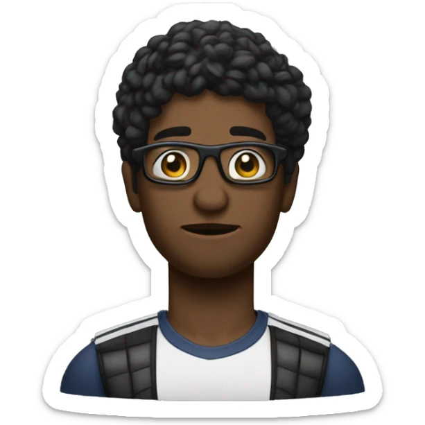 Jugador sosteniendo un arma cabello negro con lentes oscuros y ropa de miitar sticker