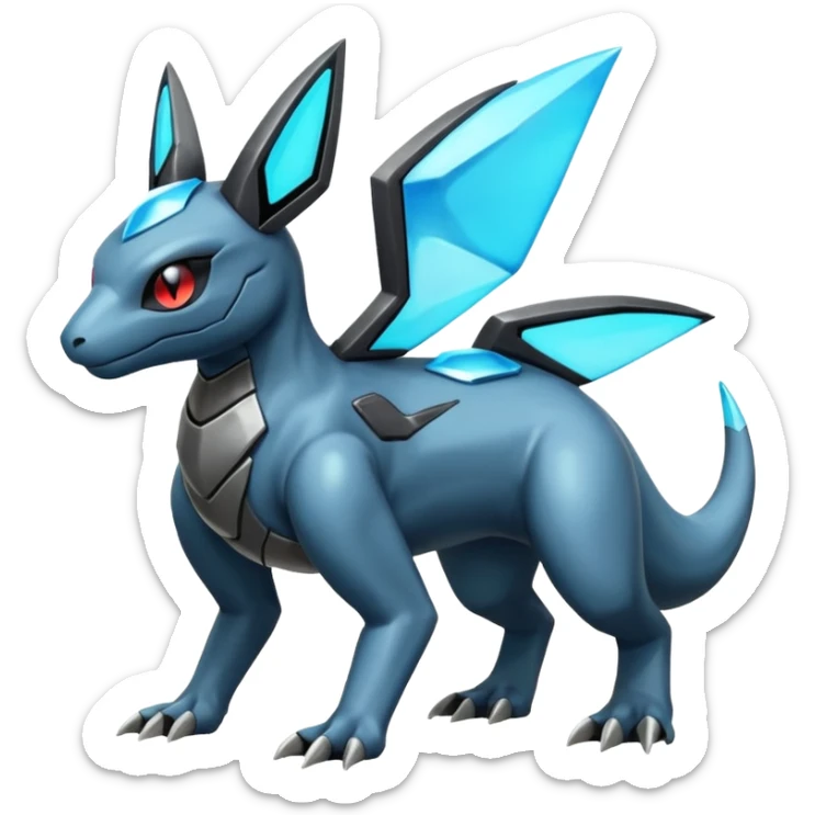 Shiny Futuristic Dusclops-Dusknoir-Salandit-Glaceon-Fakémon-hybrid-creature (full body)  sticker