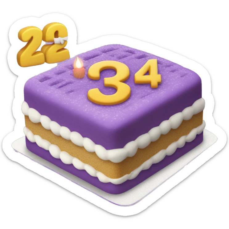 Purple Colored bento birthday with frosting and written on the cake the number 24 sticker