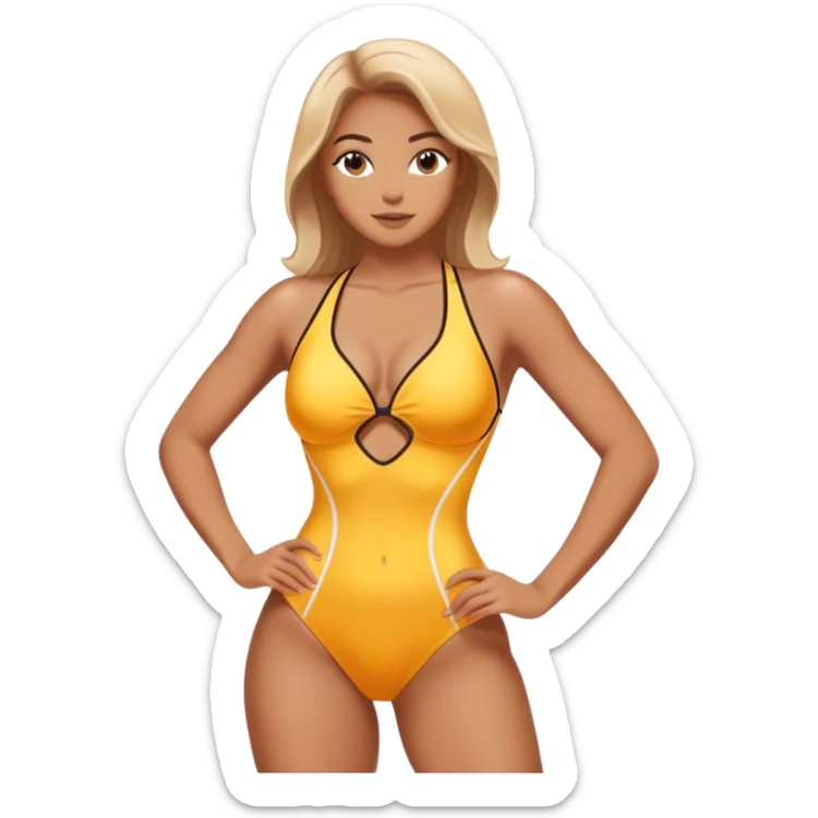 Slim-Thicc woman swimsuit posing (athletic build, perfect body, hourglass figure) sticker