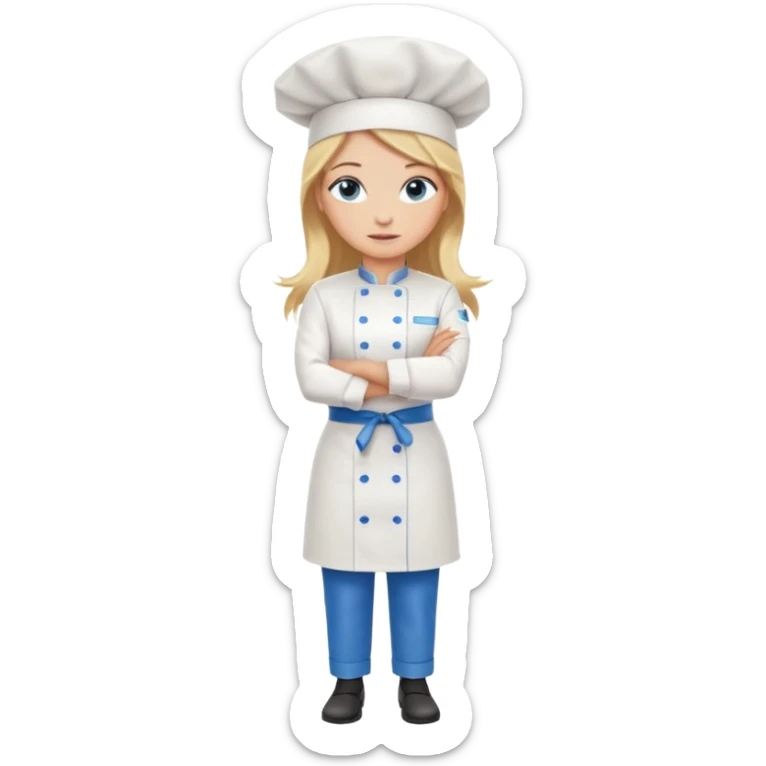 Full body 
Sexy Long Blonde hair blue eyed female chef arms folded sticker