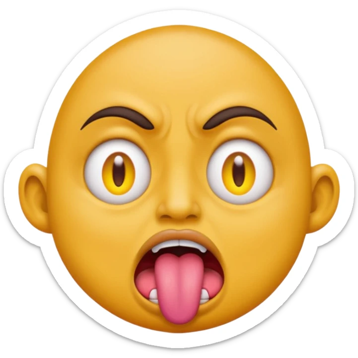 ugly pleading with eyes yellow emoticon🥺👀 emoji with tongue out sticker